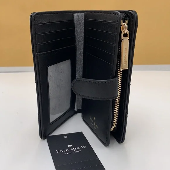 KATE SPADE Carey Medium Compact Bifold Wallet BLACK COLOR - Picture 15 of 15